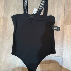 Express Black Bodysuit with Embellished Straps